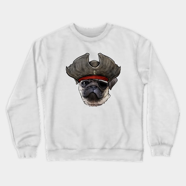 Pug Pirate Crewneck Sweatshirt by whyitsme